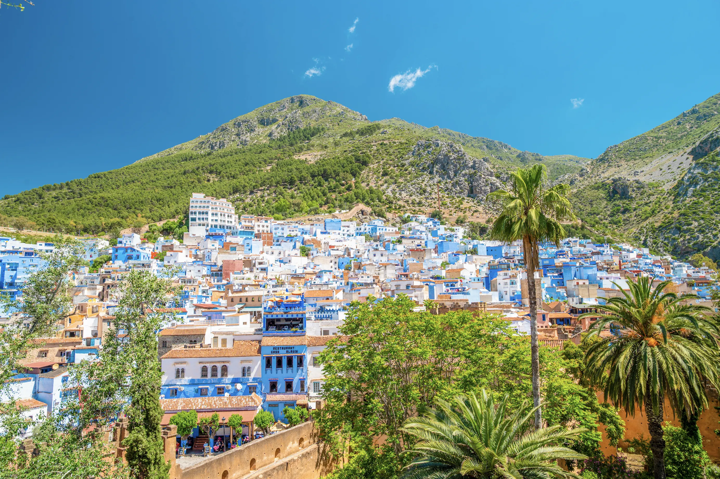 A view of Chefchaouen, the blue-washed Moroccan mountain town founded by Sayyida al-Hurra's father, where she was born and later spent her final years